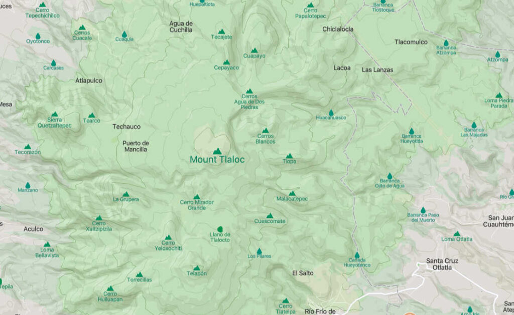 Mapas de méxico, mapas montañas de méxico, mapas iztaccihuatl, cartografía, montañas de méxico, senderismo, geonames, nombre de las montañas