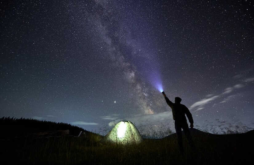 fotografia nocturna, cama, celular, smartphone, lightpainting, startrail, via lactea, montaña